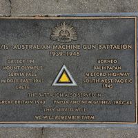 The plaque commemorating the 2/1st Australian Machine Gun Battalion of the Second World War