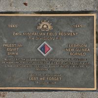 The plaque commemorating the 2/4th Australian Field Regiment of the Second World War
