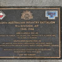 The plaque commemorating the 2/24th Australian Infantry Battalion of the Second World War