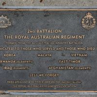 The plaque commemorating the 2nd Battalion of The Royal Australian Regiment