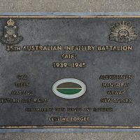 The plaque commemorating the 35th Australian Infantry Battalion of the Second World War