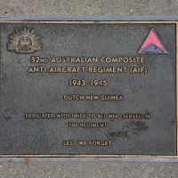 The plaque commemorating the 52nd Australian Composite Anti-Aircraft Regiment of the Second World War
