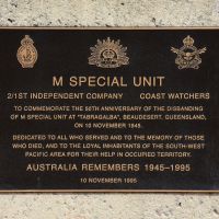 The plaque commemorating M Special Unit of the Second World War