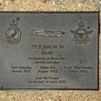 The plaque commemorating 75 Squadron RAAF of the Second World War