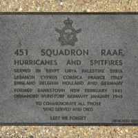 The plaque commemorating 451 Squadron RAAF of the Second World War