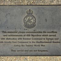 The plaque commemorating 458 Squadron RAAF of the Second World War