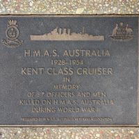 The plaque commemorating the Kent class cruiser HMAS Australia of the Second World War