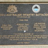 The plaque commemorating the 2/25th Australian Infantry Battalion of the Second World War