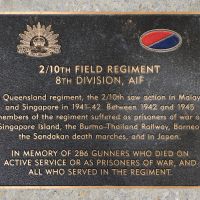 The plaque commemorating the 2/10th Field Regiment of the Second World War