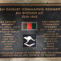 The plaque commemorating the 2/6th Cavalry Commando Regiment of the Second World War
