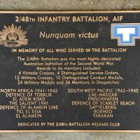 The plaque commemorating the 2/48th Australian Infantry Battalion of the Second World War