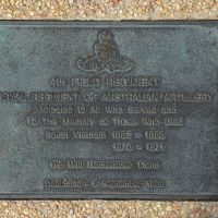 The plaque commemorating the 4th Field Regiment, Royal Regiment of Australian Artillery