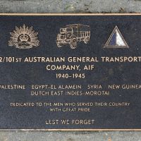 The plaque commemorating the 2/101st Australian General Transport Company of the Second World War