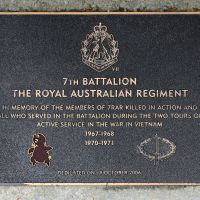 The plaque commemorating the 7th Battalion The Royal Australian Regiment