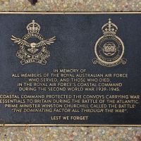 The plaque commemorating RAAF personnel who served in Coastal Command during the Second World War