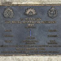 The plaque commemorating the 1st Battalion, The Royal Australian Regiment