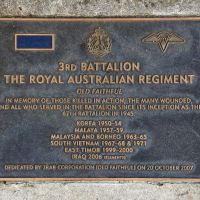 The plaque commemorating the 3rd Battalion The Royal Australian Regiment