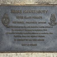The plaque commemorating HMAS Hawkesbury