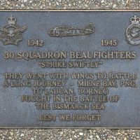 The plaque commemorating 30 Squadron Beaufighters of the Second World War
