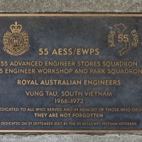 The plaque commemorating 55AESS/EWPS (55 Advanced Engineer Stores Squadron/55 Advanced Engineer and Park Squadron