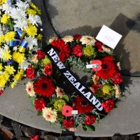 The wreath laid on behalf of the government and people of New Zealand on Anzac Day, 2025