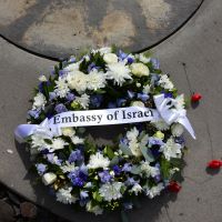 The wreath laid on behalf of the Embassy of Israel on Anzac Day, 2025