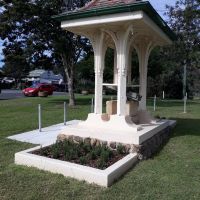 Side of Linville Memorial showing rosemary garden