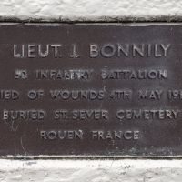 The individual plaque for Lieutenant J Bonnily