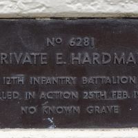 The individual plaque for Private E Hardman