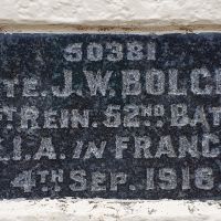 The individual plaque for Private JW Bolch