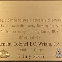 Australian Army Nursing Corps Centenary Plaque