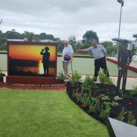 Water feature unveiling with committee members Graham Henry and Jim Martin.  Unveiled by Tom Page RAN ret. 