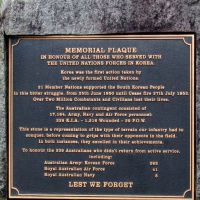 Grafton United Nations Korean War Memorial Services Memorial Plaque