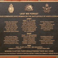 Grafton United Nations Korean War Memorial "Missing in Action" Roll of Honour Memorial Plaque