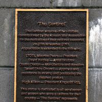 "The Sentinel" Soldier Dedication Plaque at the Entrance to the Kingscliff War Memorial Walk