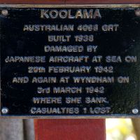 "Ship Koolama" Memorial Plaque Located Along the Centaur and Merchant Marine Memorial Walkway