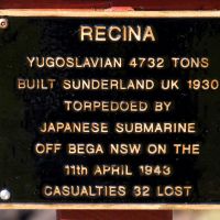 "Ship Recina" Memorial Plaque Located Along the "Centaur" and Merchant Marine Memorial Walkway