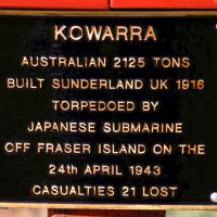 "Ship Kowarra" Memorial Plaque Located Along the "Centaur" and Merchant Marine Memorial Walkway