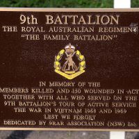 The 9th Battalion Royal Australian Regiment Memorial Plaque at the Tweed Heads Anzac Memorial