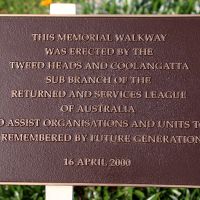 The "Walkway Dedication" Memorial Plaque at the Tweed Heads Anzac Memorial