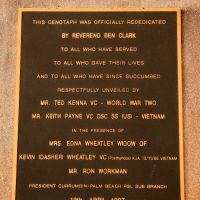 Currumbin Palm Beach RSL Cenotaph Rededication Plaque