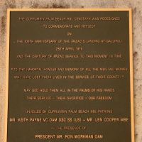 Currumbin Palm Beach RSL Cenotaph 100th Anniversary of the Gallipoli Landings Commemorative Plaque