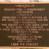 Currumbin Palm Beach RSL Cenotaph Australian Nursing Service and Paramedics Commemorative Plaque