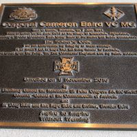 Currumbin Palm Beach RSL Corporal Cameron Baird VC, MG Memorial Statue Dedication PlaqueLocated in the Foyer of the Currumbin RSL