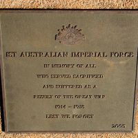 Cleveland Anzac Memorial Park's 1st Australian Imperial Force Remembrance Plaque