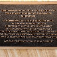 Raymond Terrace Anzac Park "All Services" Commemorative Stone and Marble Wall Dedication Plaque