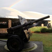 Raymond Terrace Anzac Park "All Services" Commemorative Stone and Marble Wall with Field Gun in the Foreground