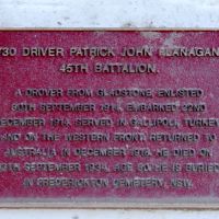 Driver Flannagan, 45th Battalion Memorial Plaque
