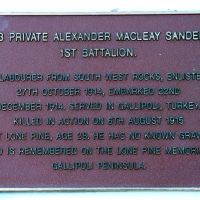 Private Sanders, 1st Battalion Memorial Plaque