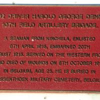 Driver Dennis, 10th Field Artillery Brigade Memorial Plaque
